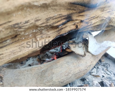 uttarakhand,india-20 november 2020:picture of burning wood.this is burnt to form coals in the winters.flames coming out of burning wood.