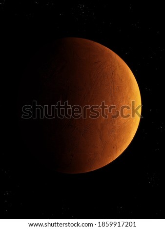 Red planet with a solid surface in space with stars. Royalty-Free Stock Photo #1859917201