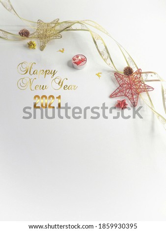 merry Christmas and happy new year 2021 card on white background 