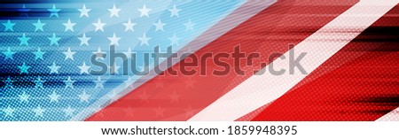 USA colors, stars and stripes abstract grunge banner design. Independence Day modern vector background. Corporate concept american flag