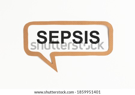 Lettering Sepsis, in a frame on a white background