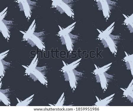 Blue and gray brush strokes seamless pattern Free Vector illustration
