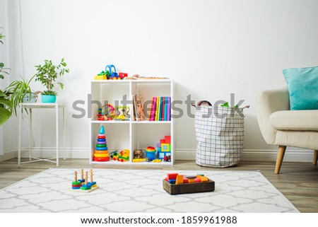 Modern playroom for children with perfect order Royalty-Free Stock Photo #1859961988