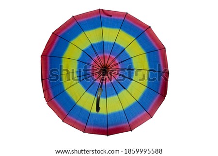 Bottom view of umbrella on isolated white background