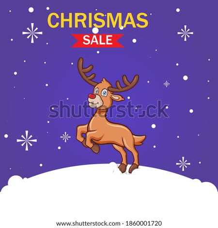 Christmas reindeer character for design needs with a winter theme.