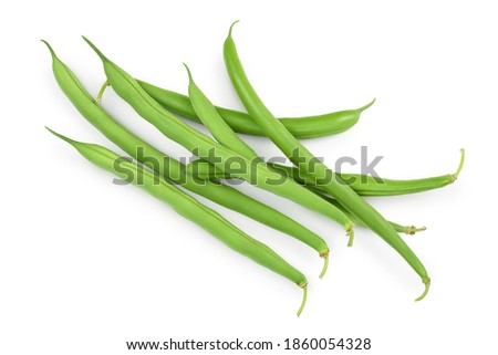Green beans isolated on a white background with clipping path and full depth of field, Top view. Flat lay Royalty-Free Stock Photo #1860054328