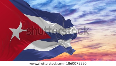 Large Cuba flag waving in the wind