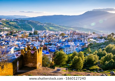 Amazing view of the streets in the blue city of Chefchaouen. Location: Chefchaouen, Morocco, Africa. Artistic picture. Beauty world
