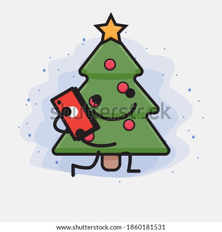 Christmas Tree Cute Icon Character Illustration