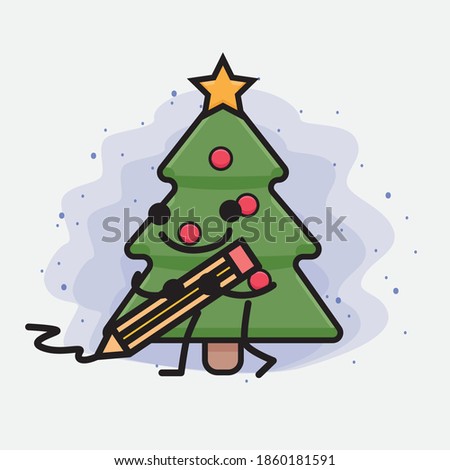 Christmas Tree Cute Icon Character Illustration