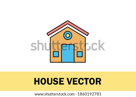 Colorful vector of house icon. Isolated on white background. For designer. With farming and environment theme.