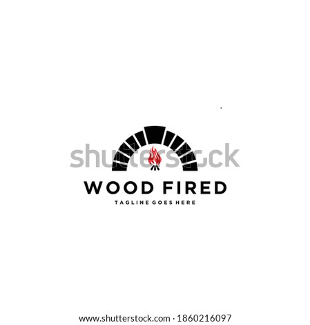 Fireplace with a Burning Flame On a White Background, Wooden Fuel Flame