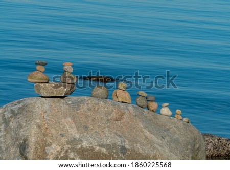 Beach Rocks balance with blue ocean backgrounds