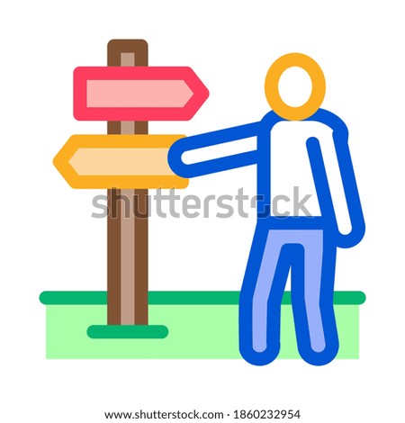 human direction pillar icon vector. human direction pillar sign. color symbol illustration