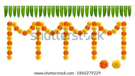 Indian flower garland of mango leaves and marigold flowers. for marriage and festivals traditional Royalty-Free Stock Photo #1860279229