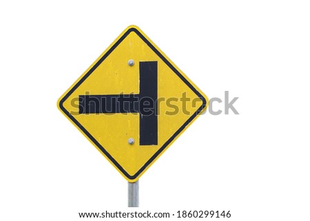 There are three separate traffic signs on a white background.