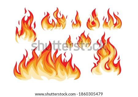 Fire flames vector illustration isolated on white background