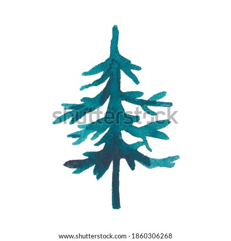 Watercolor Christmas tree. Isolated trees. High quality photo