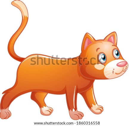A cute orange cat on white background illustration