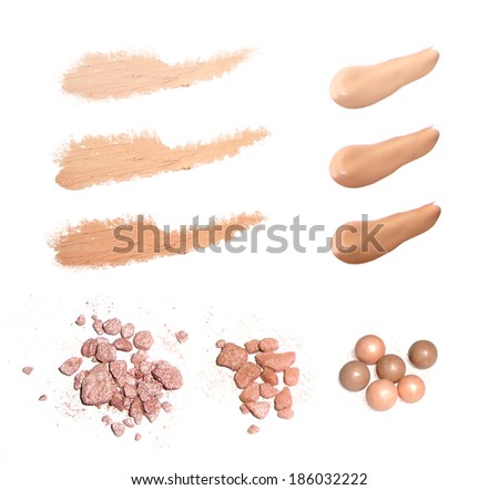Various make-up powder isolated on white