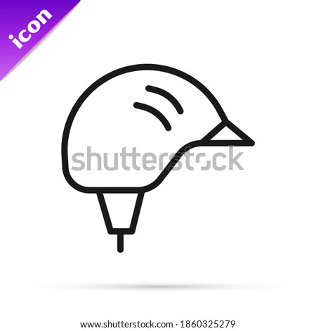 Black line Bicycle helmet icon isolated on white background. Extreme sport. Sport equipment.  Vector