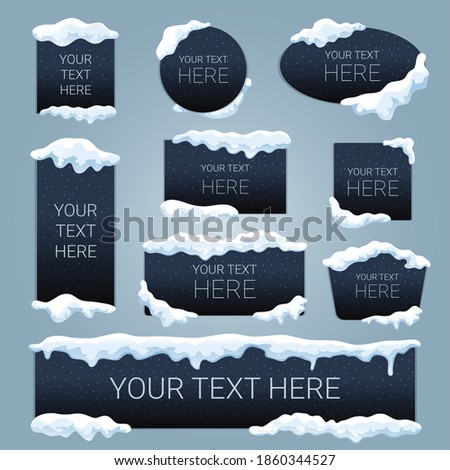 Snow ice cap your text here advertising black banners set rectangular square oval round shapes vector illustration  Royalty-Free Stock Photo #1860344527