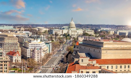 The United States Capitol Building in Washington, DC. American landmark at sunset Royalty-Free Stock Photo #1860349288