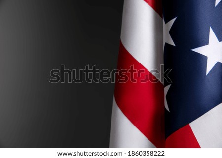 Flag of USA on grey background. Copyspace for text, image