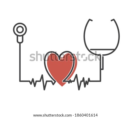 Medicine and healthcare concept, stethoscope heart shape. Vector

