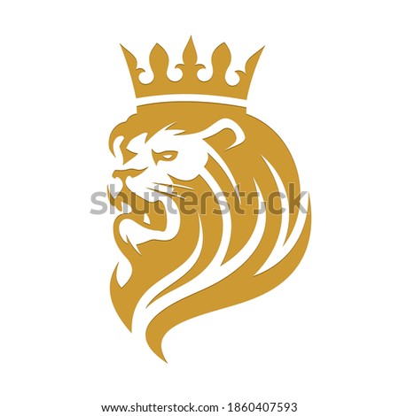 Angry lion in crown on white background in vector EPS8