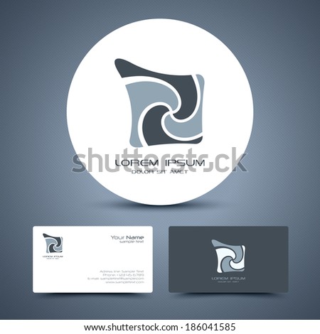 Vector business card template with universal business icon logo.