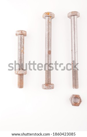 bolts with nuts on a white background
