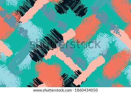 Colorful contemporary seamless pattern with abstract shapes. Modern collage illustration in vector