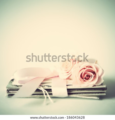Still life with vintage pink roses
