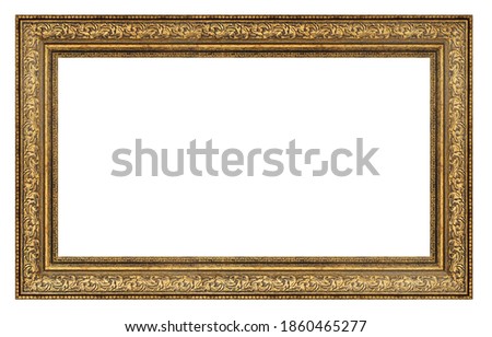 Old vintage golden frame isolated on a white background