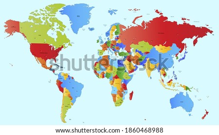 World map color vector modern.