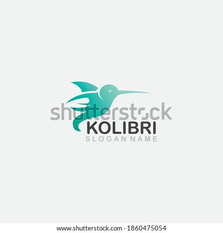 Colibri bird logo line outline creative vector icon illustration design