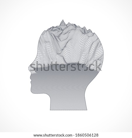 Topography in the contour. The human head is made in the style of a frame. Vector art.