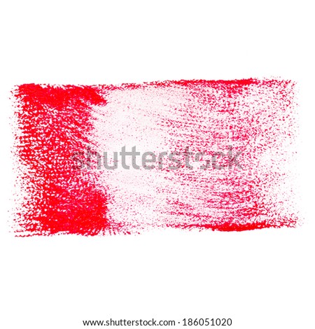 Smear red paint on a white background