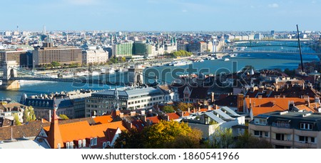Panoramic view of Budapest historical townscape with Danube river, Hungary..