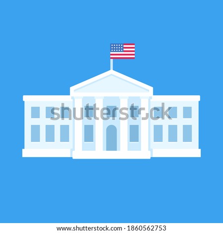 White House in Washington DC, official residence of the president of the United States. Flat vector illustration, simple cartoon style clip art.