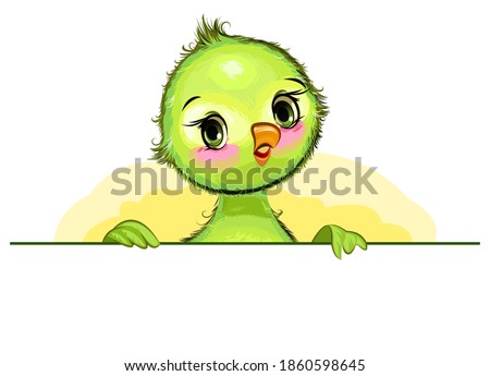 Parrot. Funny chick. Cute and funny baby bird. The isolated object on a white background. Illustration. Cartoon style. Vector