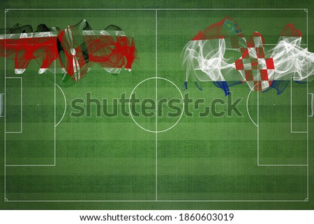 Kenya vs Croatia Soccer Match, national colors, national flags, soccer field, football game, Competition concept, Copy space