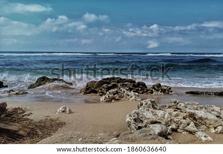 beautiful beaches with coral and great waves south of yogyakarts