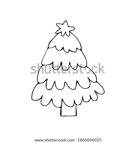 Doodle christmas tree illustration. Doodle fir tree icon in vector. Hand drawn fir tree icon in vector.