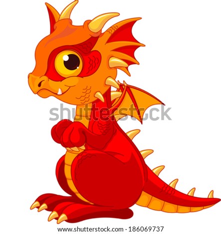  Illustration of cute cartoon baby dragon 