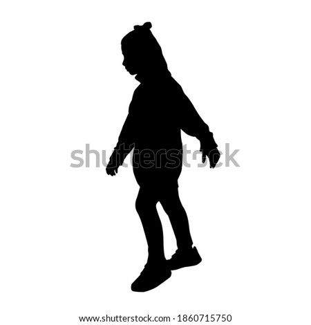 Black children silhouette of the little stylish girl wearing fashion outfit