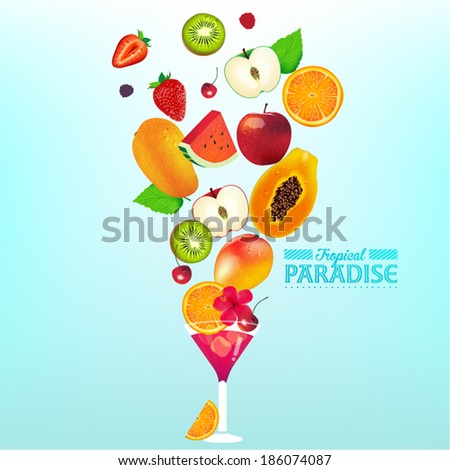 Summer Tropical Fruit Juice Vector Illustration Design