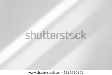 The light from the window shines on the wall, the shadow lines from the curtain, blurry shadows and silates on the wall. Royalty-Free Stock Photo #1860790603