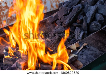 Mangal in which the fire is made for the grill. High quality photo